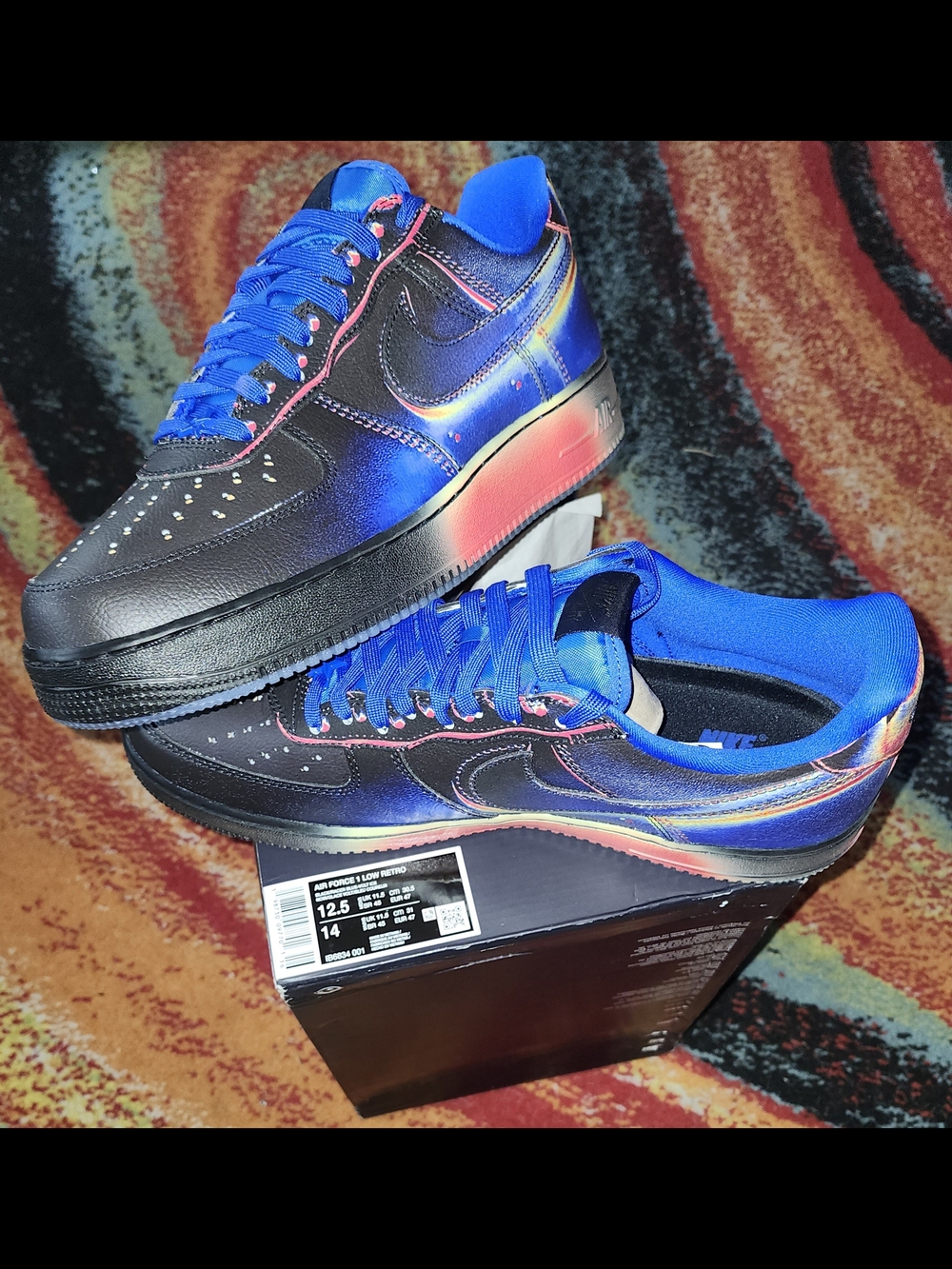 12.5M Nike Air Force 1 Low Retro "Heat Map" (Black/Racer Blue)